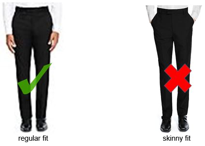 Image of correct and incorrect boys trousers