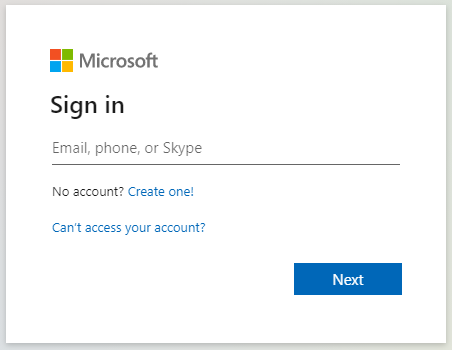 Example sign in dialogue