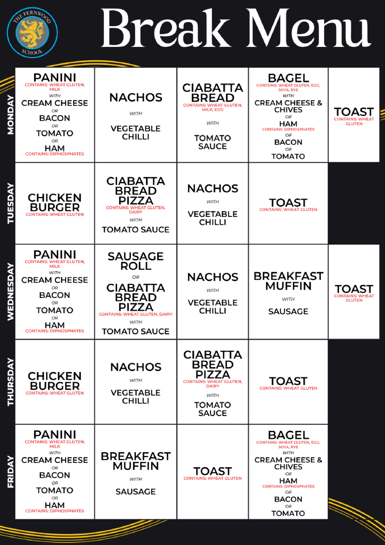 Break Time Menu