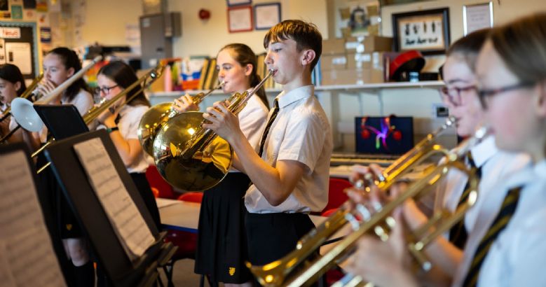 Image of students playing wind instruments